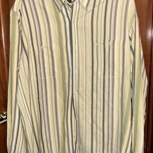 Tommy Bahama Mens Multicolor Striped Button Up Long Sleeve Shirt Size Large SILK